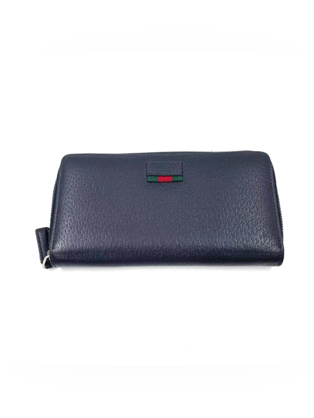 Authentic Gucci Luxurious Black Grain Leather Zip Around Long Wallet